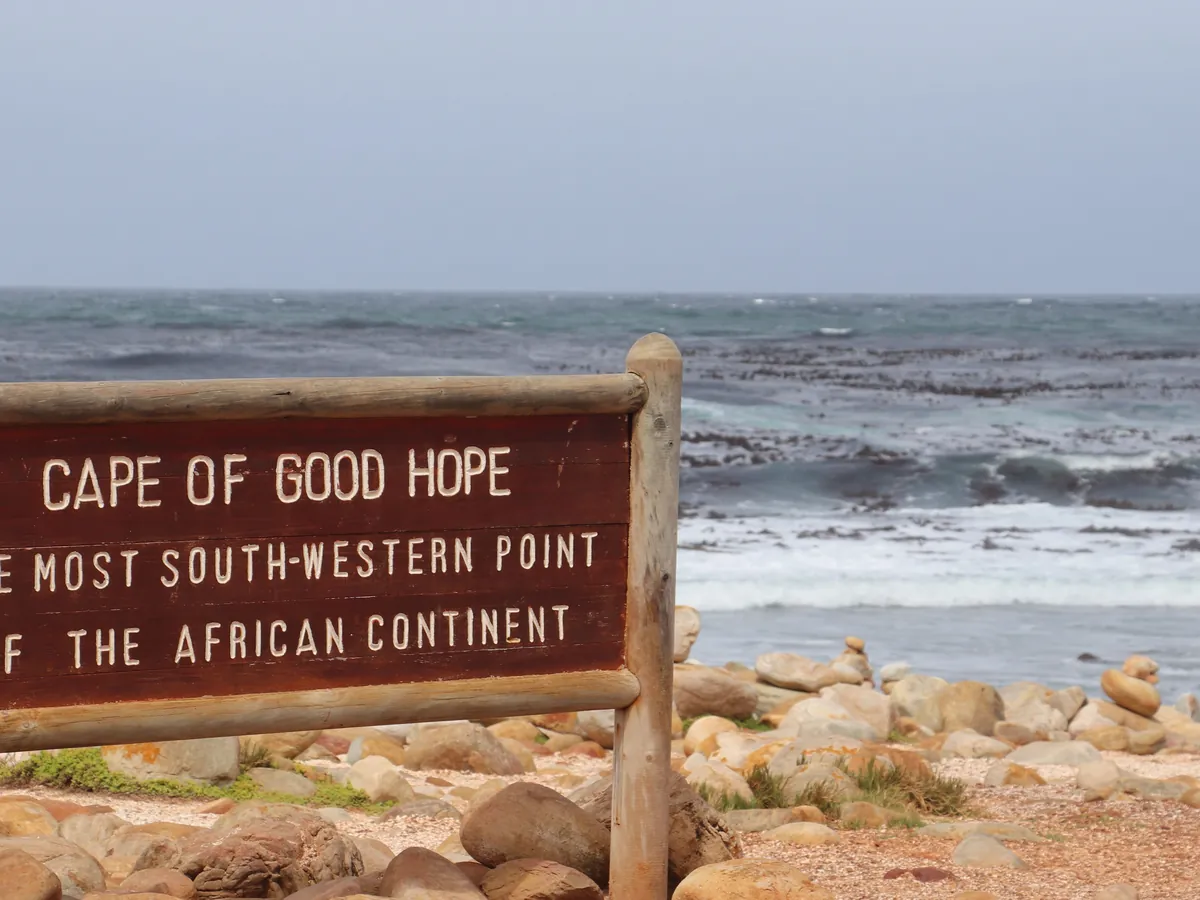The Cape of Good Hope sign at the south-western tip of the Cape Peninsula