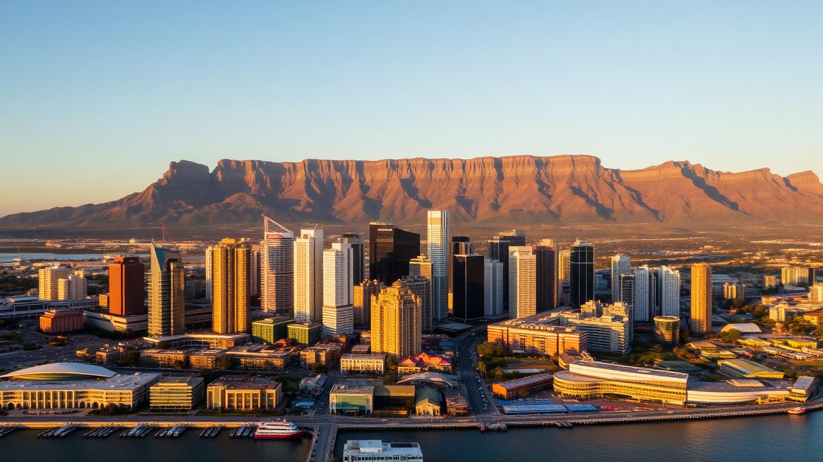 Cape Town City Bowl, CBD and Foreshore skyline with Table Mountain — where to stay for corporate travel and city breaks
